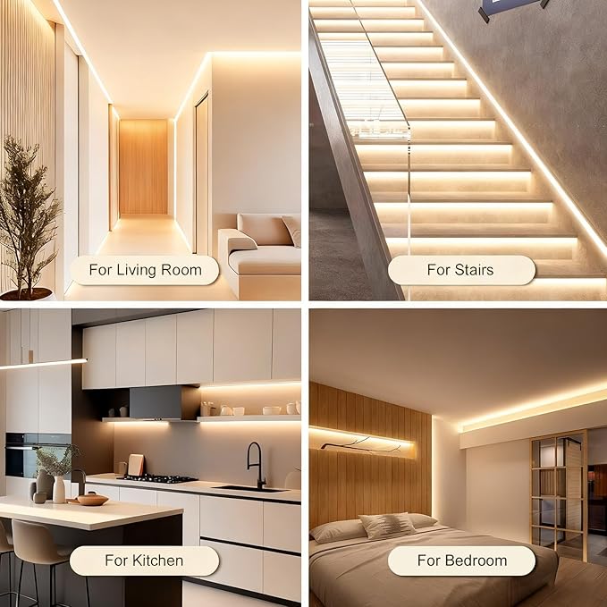 2Pack Battery Powered LED Strip Lights, 3.28FT COB LED Light Strip, Warm LED Strip Light for Under Cabinet, Closet, Shelves, Bedroom, DIY Lighting Battery LED Strip Lights