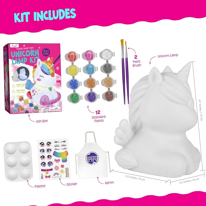 Paint Your Own Unicorn Lamp Kit, Art Supplies Unicorn Painting kit for Kids, Arts and Crafts for Kids Ages 6-12, Unicorn Toys Birthday Easter Gifts for Kids Girls Boys Ages 3 4 5 6 7 8 9 10 11 12+