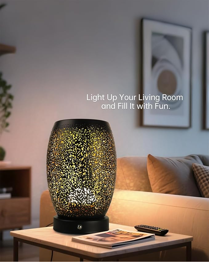 Table Lamps for Living Room - Bedside Lamps for Nightstand, Vintage Night Stand Lamp with Remote for Bedroom Kids Room Living Room Office