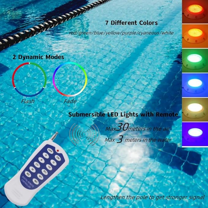 11.6Inch Pool Lights for Inground Pool, AC12V 45w Color Changing LED Inground Pool Light with Remote, Underwater Swimming Pool Lights w/ 4.9Feet Cord, NO Transformer, Fit for Pool Wall