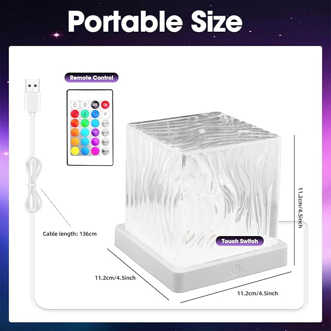Northern Lights Projector, 16 Colors Aurora Cube Shower Lamp Projector with Remote and 3D Ocean Water Ripple Lamp for Bedroom, Galaxy Night Light for Playroom Kids Teen Girl Gift