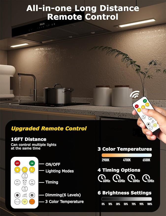 12" Ultra-Thin Under Cabinet Lighting Wireless, Aluminum Alloy Under Counter Lights for Kitchen, 3-Color-Temps Magnetic Closet Lights, Rechargeable Motion Sensor Light Indoor (8 Pack, Silver)