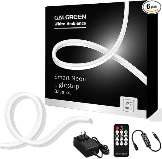 Neon Rope Lights, 16.4ft Rope Lights with Dimmable Remote and Adapter, Waterproof Flexible Smart Led Strip Lights for Bedroom, Super Bright, DIY Neon Sign, Indoors Outdoors Wall Decor, White