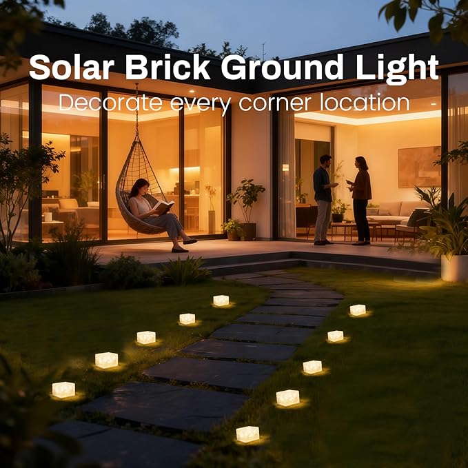 Wokyo Solar Lights Outdoor Waterproof LED Ice Rock Cube Lights Brick Lights Pavers Light 4 Packs for Patio Pool, Garden, Pathway, Decorative Christmas Festives 2.8x2.8 inch (Small - Cold White)