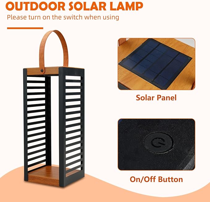 Solar Yard Outdoor Floor Lamp Solar Powered Light, Patio Waterproof Metal Solar Lantern with Handle, Plant Decor for Patio, Yard, Porch, Large