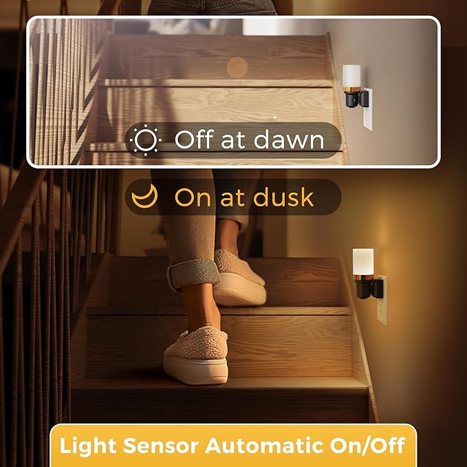 L LOHAS LED Night Light, 2 Pack Night Lights Plug into Wall, Dimmable Nightlight with Auto Light Sensor, 3000K Warm White 0-100LM, Plug in Night Light for Hallway Bedroom Bathroom