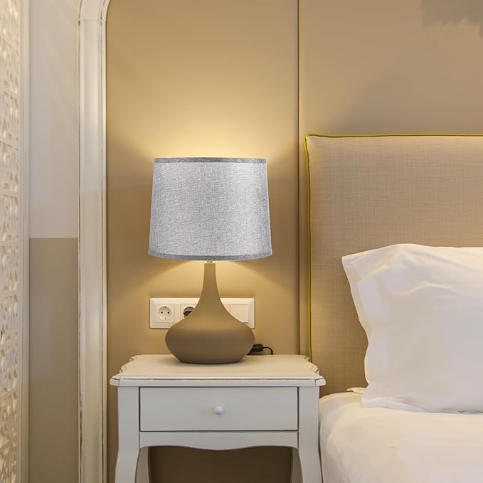 PATIKIL Lamp shades for Table Lamps 11.4" Top x 12.6" Bottom x 9.8" High Drum Lamp shades for Floor Lamps Medium Linen Lampshade Easy Assembly for Lamp Replacement, Gray