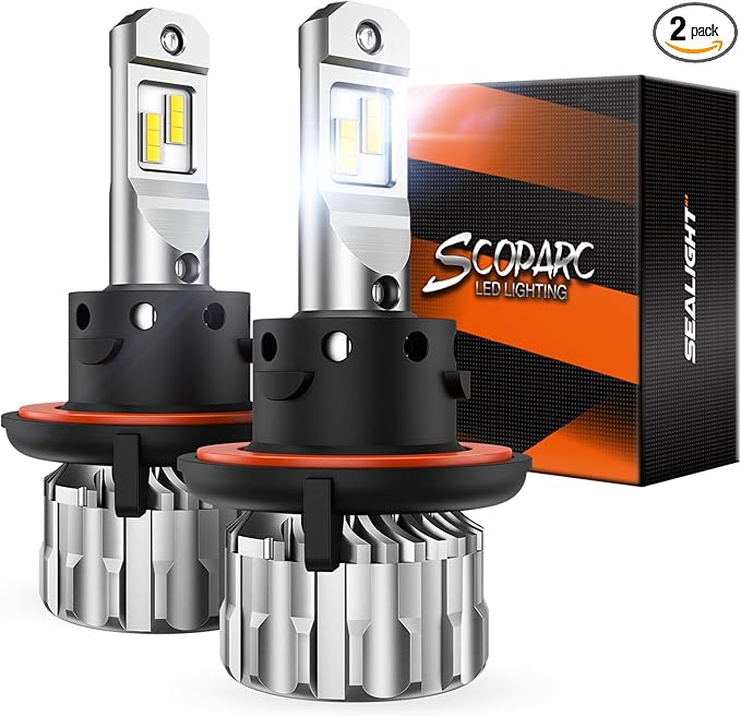 SEALIGHT 9008 H13 Bulbs, 38000LM 800% Ultra-Bright H13 Drving Lights, 6500K White 9008 Off-Road Use or Marker Light Assemblies with 15000RPM Cooling Fan, Real Plug-N-Play, Pack of 2