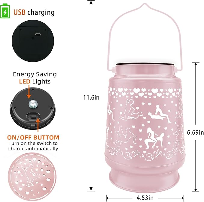 White Valentine's Day Gifts for Him Her Anniversary Couple Gift Rechargeable Lantern Lamp Night Light Gag Gifts for Women Men Girlfriend Boyfriend Husband Wife for Birthday Wedding Funny Present
