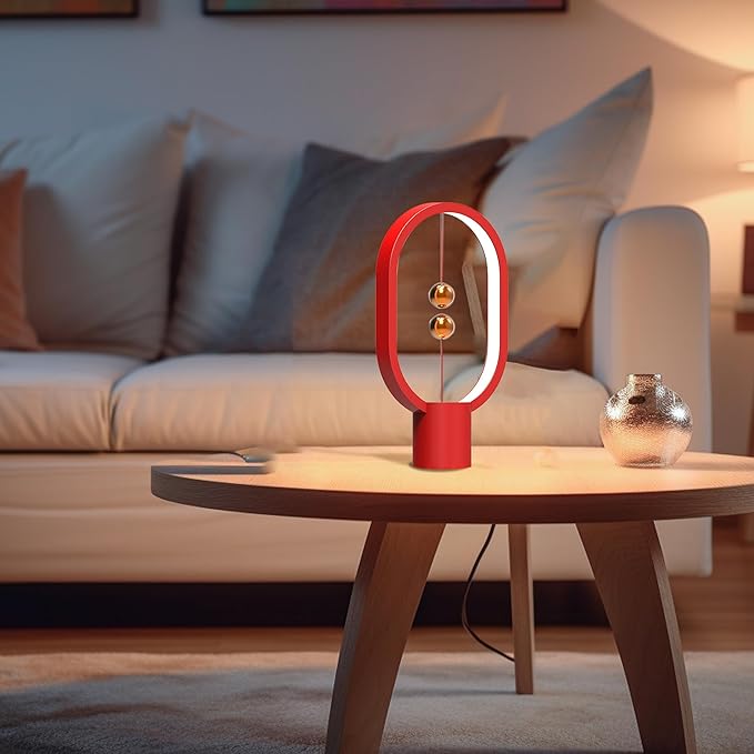 Magnetic Lamp - USB-Powered LED Table Lamp with Floating Design - Perfect for Home, Office, Dormitory, Hotel and Living Room(RED)