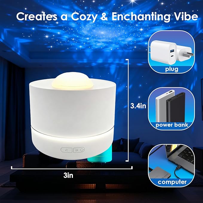 Northern Lights Projector,Ocean Wave & Aurora Galaxy Light with 12 Color Patterns RGB LED Mood Lighting for Bedroom,Suitable as for Women,Children,Teenagers and Girls