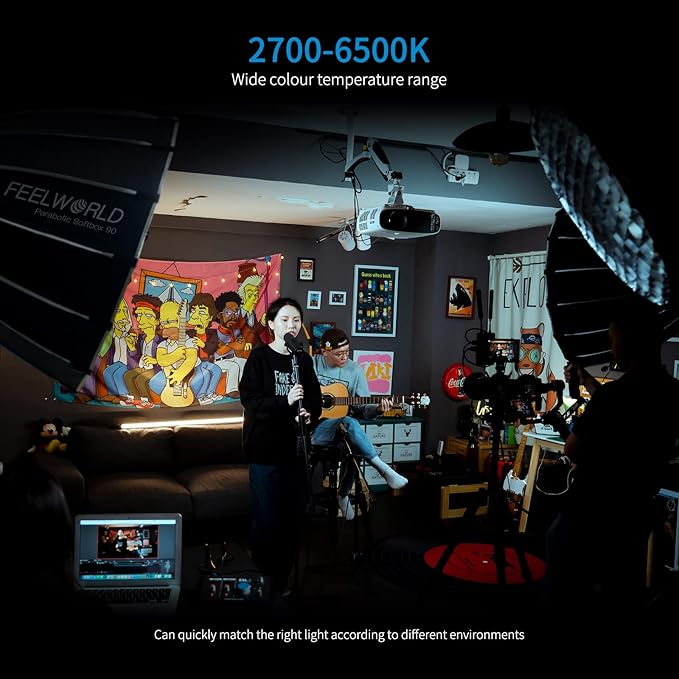FEELWORLD FL225B 2700K~6500K Bi-Color Video Studio Light 225W Continuous Lighting CRI96+ TLCI97+ 64500lux@1m for Film, Live Streaming, Videography, Photography, Wedding, Interview