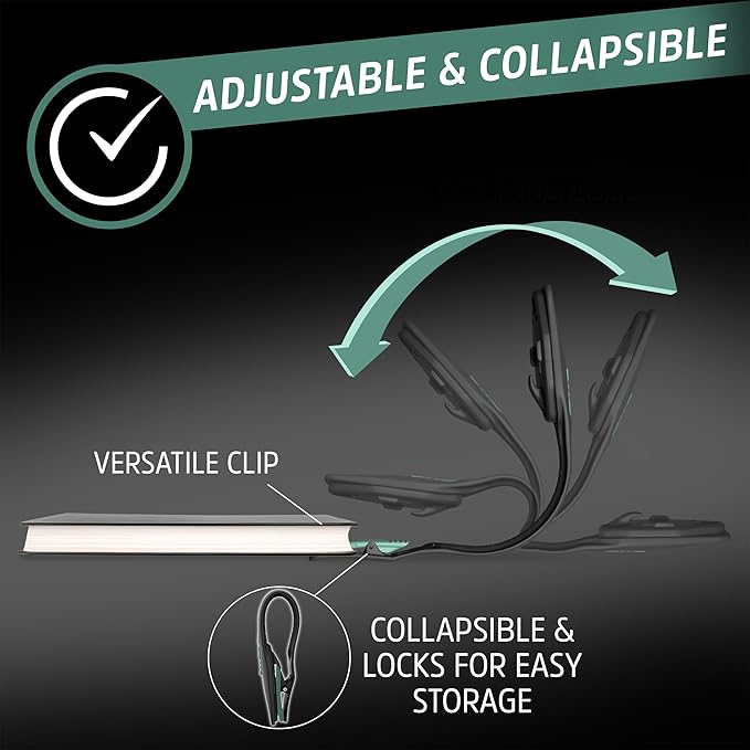 Energizer Flex-R LED Rechargeable Book Lights for Reading at Night, Reading Light with Warm LED Color, Long-Lasting and Lightweight Reading Lamp