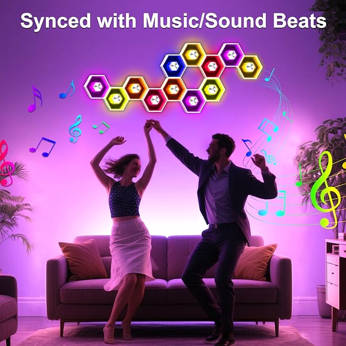 10 Pack Hexagon Lights Wall RGBW Panel - Hexagonal Led Lights Room Decor Wall Lights，with Smart APP Music Sync Honeycomb Shape Panels Hexagon for Gaming Lights Bedroom Children Decor