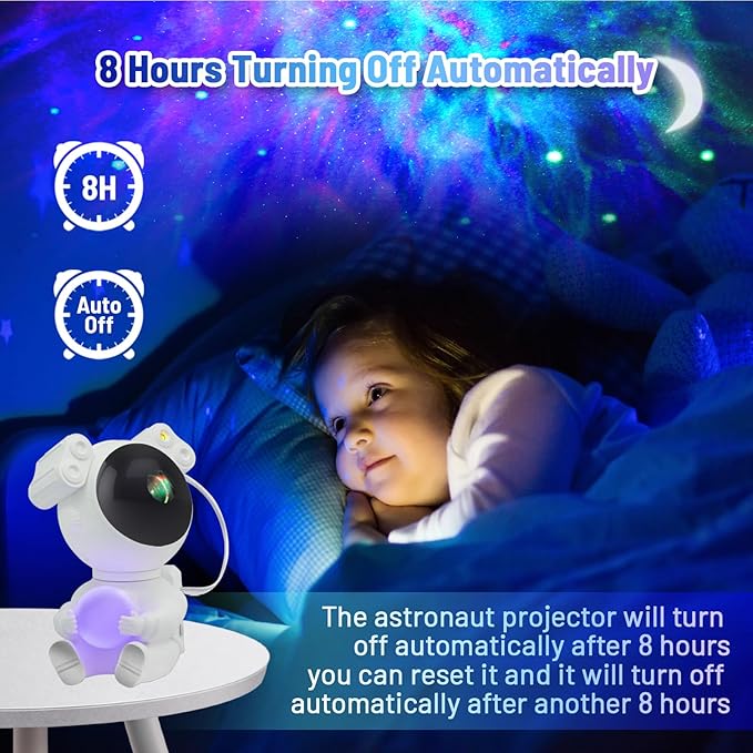 KIMHY Astronaut Galaxy Projector for Bedroom Kids Adults, 2 in 1 Star Projector Galaxy Night Light with Moon Lamp 8 Colors Effects, Space Light for Room Decor, Boy & Girl Birthday, Christmas