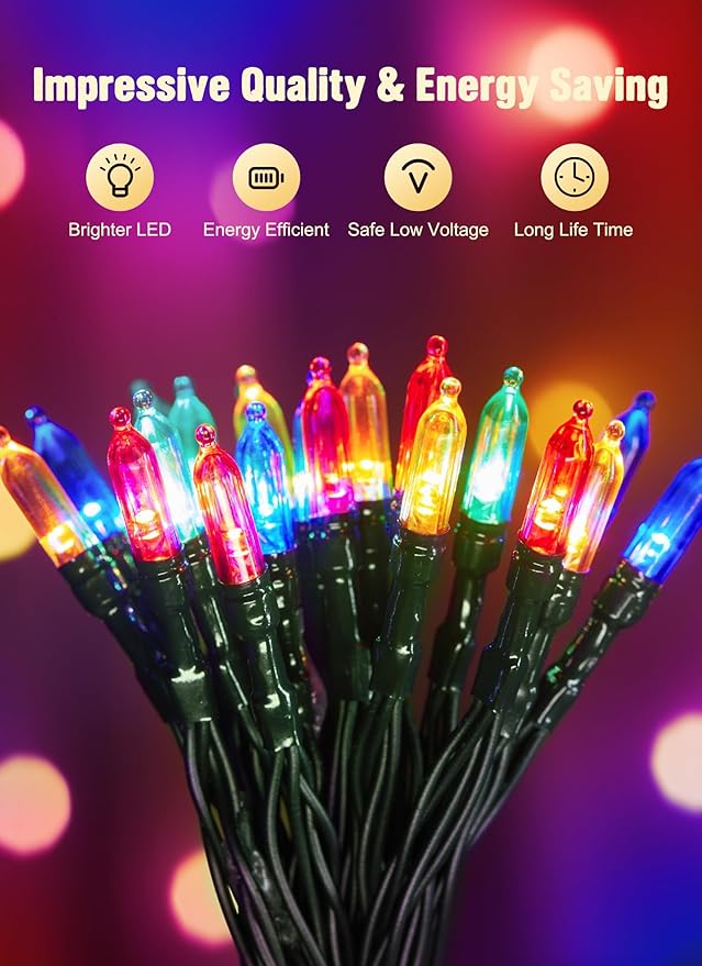 2 Pack Battery Operated Christmas String Lights, 8ft 20 LED Mini Lights with Timer, Christmas Tree Light for Indoor Outdoor Bedroom Wedding Party Holiday Xmas Decoration，Multicolor