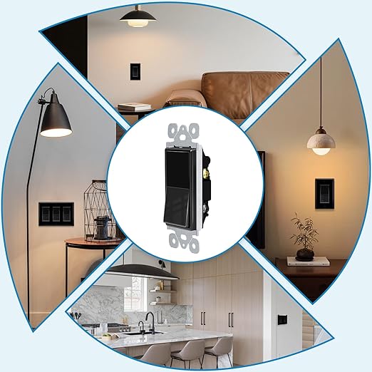 Greencycle Black Single Pole Rocker Light Switch,12PCS Paddle Light Switch 15 Amp,Sp Switches White,120V-277V AC,On/Off Wall Switches, Residential/Commercial Grade,Home & Office,UL/CUL