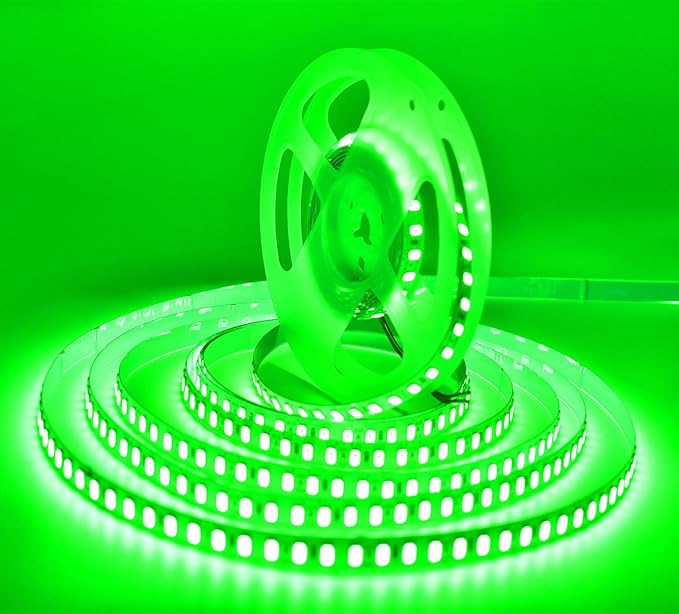 SUYOOULIN LED Strip Lights, AC110V/120V 16.4ft/5m 15000LM SMD 2835 600 LEDs Light Strips Waterproof IP44 LED Ribbon. 2 Times Brightness Than Low Voltage Strip Lights (Green)