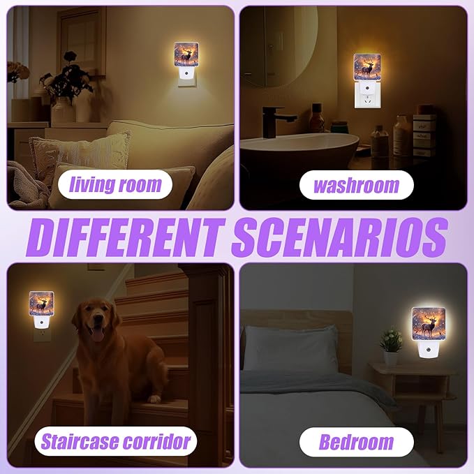 Forest Deer Night Light,Night Lights Plug into Wall,Led Lamp for Stairway/Hallway/Bedroom 0.5W Nightlight Sleep Friendly