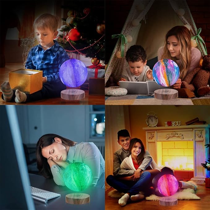 Levitating Galaxy Lamp - Floating Spinning Moon Lamp Rotating Magnetic Levitating 3D Moon Light with Remote Control, Night Lights Office Home Desk Decor, Unique Gift, 16 Colors Galaxy
