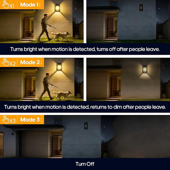 2 Pack Solar Porch Lights Outdoor with Motion Sensor, Dusk to Dawn Wall Lights Outside, LED Exterior Sconce for Front Door, Entryway, Garage IP65 Waterproof