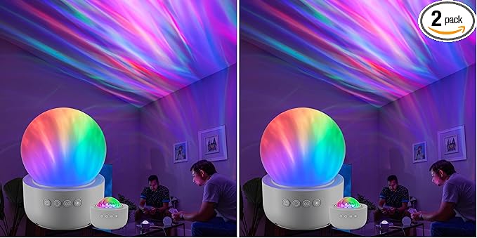 Enbrighten Aurora Crystal-Ball Galaxy Projector – Space, Nebula & Star Night Light with Northern Lights Effect – Tabletop Light for Bedroom, Playroom, Game Room & Parties (76044) (Pack of 2)
