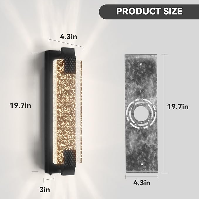 camuucci Dusk to Dawn Outdoor Light,19.7 Inches LED Porch Lights Outdoor Waterproof Modern Outside Sconce Wall Mount for Doorway Hallway Porch Patio Yard Doorway Black