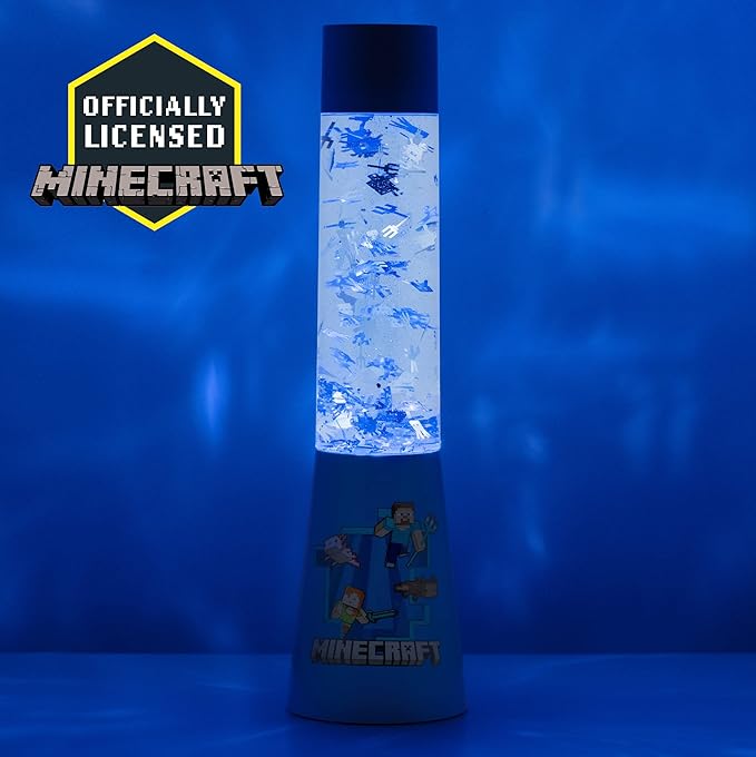 Paladone Minecraft Character Officially Licensed Glitter Flow Lamp or Night Mood Lighting, Gamer Room Décor for Kids and Tweens