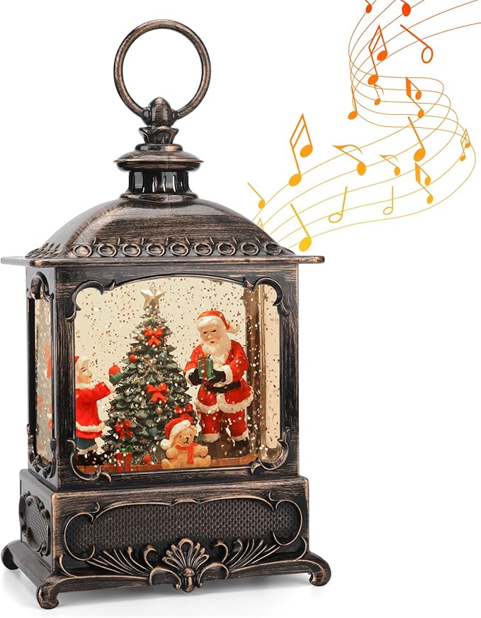 Christmas Snow Globe with Santa Claus, Glittering Lighted Battery Powered, Snow Globe Christmas Decorations Indoor for Home Decor Gift - Santa Claus
