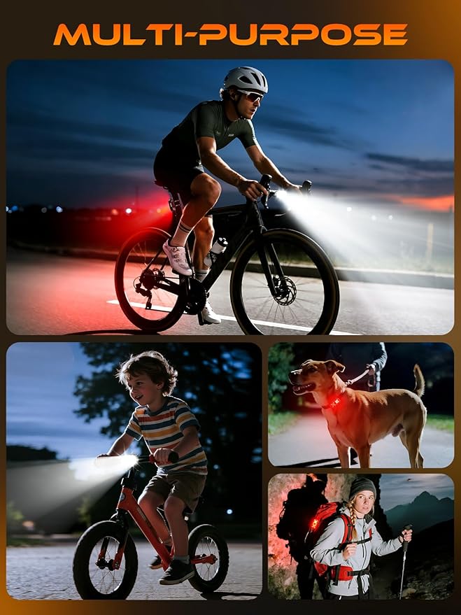Bike Lights, Ultra-Slim USB-C Rechargeable Bike Lights Front and Back, 5+6 Lighting Modes & IP65 Waterproof, Super Bright Bicycle Light Set for Road Mountain Night Riding Cycling