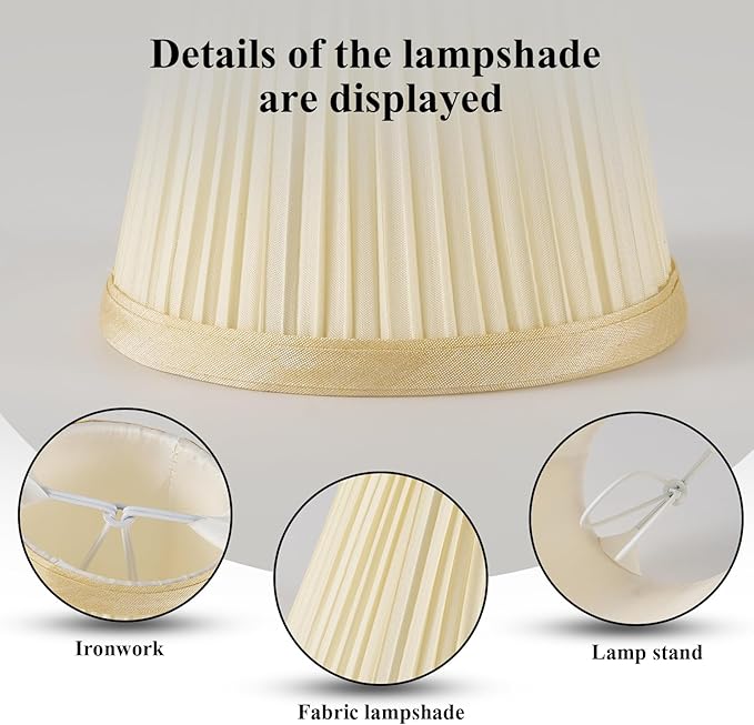 Set of 10 Small Lamp Shade Chandelier Pleated Empire Clip-on Fitter Lampshade 4.9"X3.34"X4.33"for Table Chandeliers Candle Wall Light Replacement(Beige)