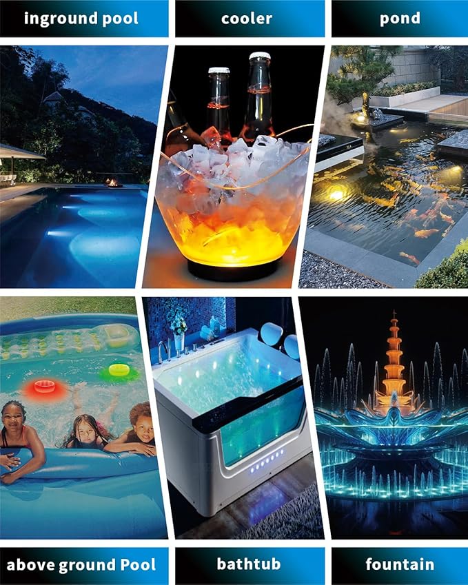 Pool Lights, Rechargeable Submersible LED Lights with Remote, IP68 Waterproof 16 Color Changing Floating Lights, Built-in Magnet Underwater Lights for Fountain, Pond, Aquarium