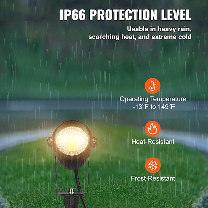 VEVOR Landscape Lighting, 6W Low Voltage LED Landscape Lights, IP66 Waterproof Landscape Spotlights Yard Lawn Garden Pathway Outdoor Lights 12V 24V 450LM Warm White 3000K (12 Pack with Connectors)