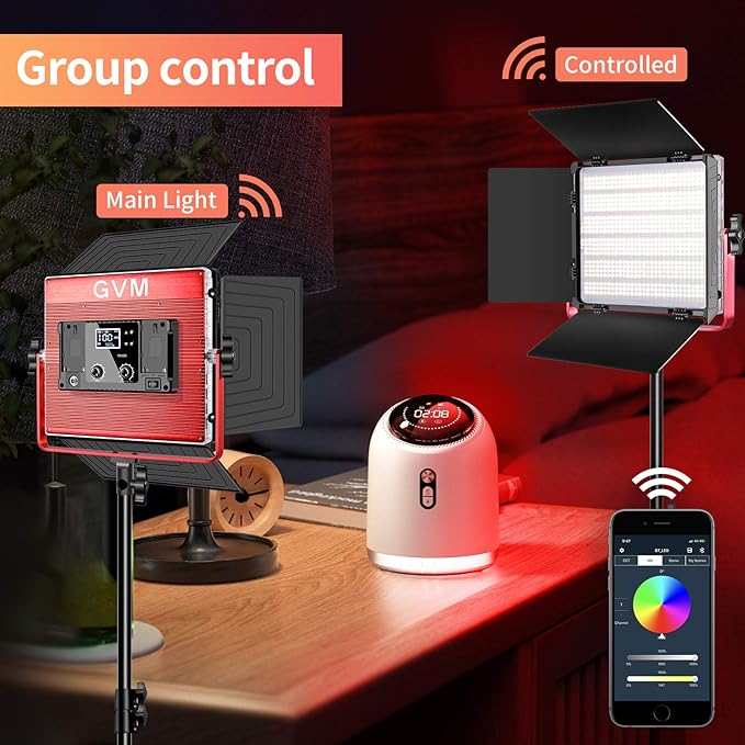 GVM 50W RGB LED Video Light, Studio Light with APP Control, 3200K-5600K Photography Lighting for Video, Product Shooting, 20 Scene Modes & CRI97+, CCT Loop, Hue Loop, 2packs