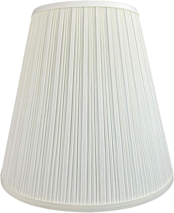 FenchelShades.com Lampshade 9" Top Diameter x 16" Bottom Diameter x 15" Slant Height with Washer (Spider Attachment), in Pleated Mushroom Cream