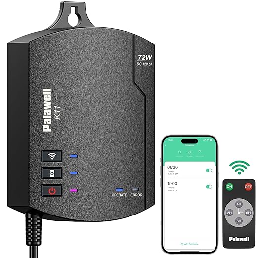 72W WiFi Low Voltage Landscape Transformer, Outdoor Landscape Light Transformer with Timer, 120V AC to 12V DC Low Voltage Transformer for Pathway Lights, Smart App/Voice Control/Remote K11