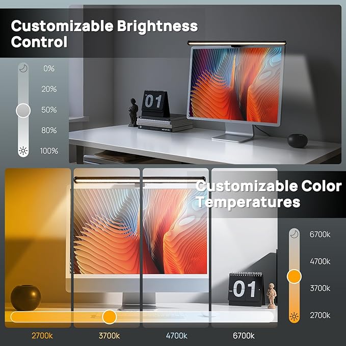Hive Vibes 17" Monitor Light Bar with RGB Backlight, Wireless Remote and App Control, Stepless Dimming, Eye Care, Multiple Color Modes, Anti-Glare Desk Lamp for Home and Office