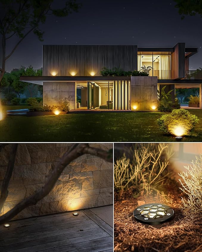 HIBOITEC Low Voltage Landscape Lights 12W, LED Outdoor In-Ground Lights 1200LM Ultra Bright Waterproof IP67 Pathway Lights, 12-24V AC/DC Landscape Lighting for Yard Garden Tree Uplighting, 2 Pack