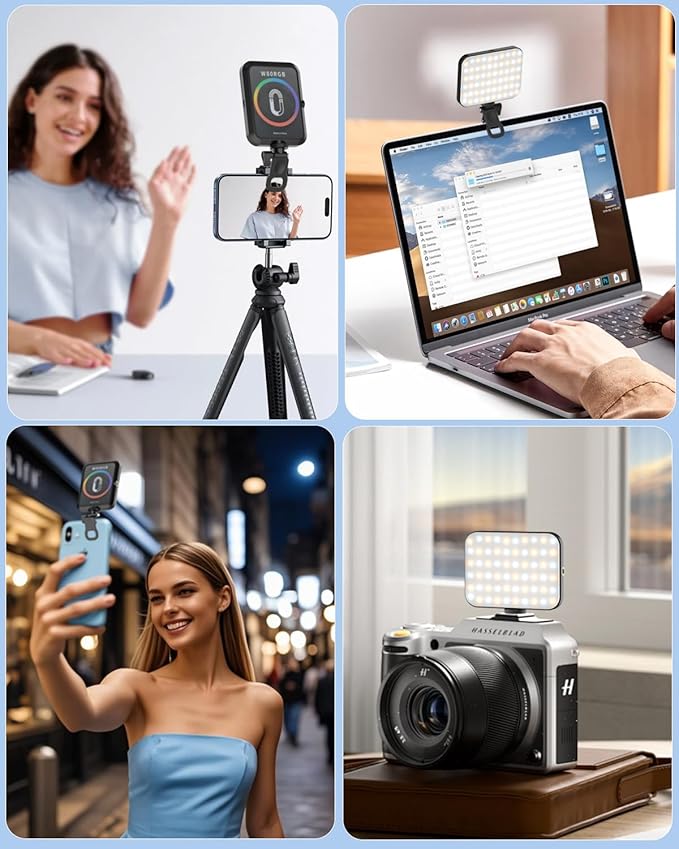 Magnetic Portable Selfie Light for iPhone: RGB Rechargeable Phone Fill Lights, Ring Light for Camera Picture, Makeup Photo, Video Conferences, Laptop Use, Zoom Meetings, TikTok, Vlog Photography