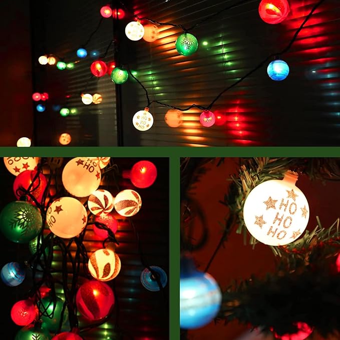 Christmas Ball Ornament Lights, 28ft 25 Bulbs Tree String Lights, Indoor Plug-in Expandable Wire for Holiday Party