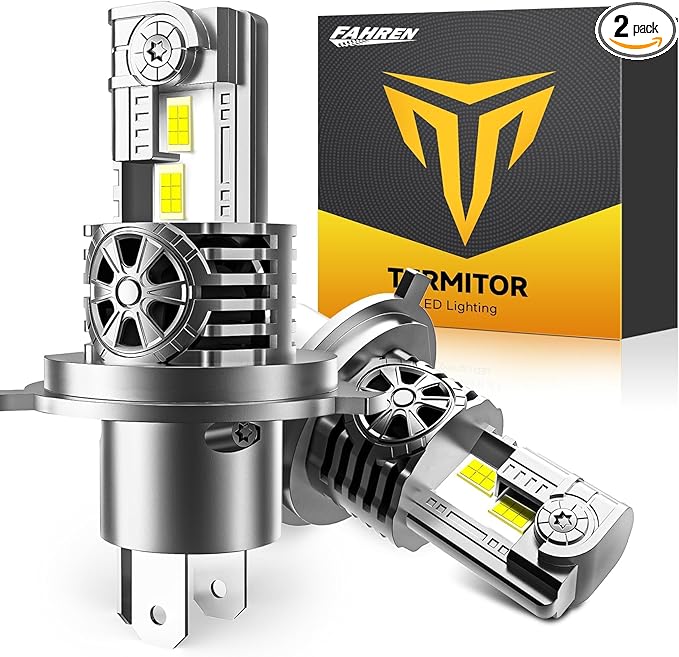 Latest H4/9003/HB2 Bulbs, 75,000LM 12X Ultra Brighter, 6500K Cool White, Real 1:1 Mini Size, H4 Fog Lights with Cooling Fan, Plug and Play, Pack of 2