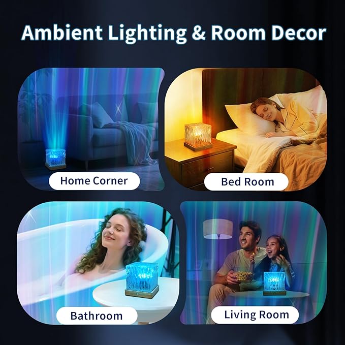 Northern Lights Projector, Luminorth Cube 16-Color Dynamic Water Ripple Mood Light with Ocean Wave Projection for Ceiling, Dimmable Ambient Night Light, Romantic Bedroom Decor and Gift for Teens