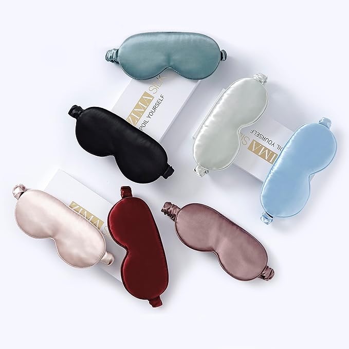 ZIMASILK Adjustable 22 Momme 100% Pure Mulberry Silk Sleep Mask, 3D Contoured Cup Eye Mask for Sleeping, Super Soft Breathable Blindfold, Perfect Blocks Light for Sleeping. (Navy Blue)