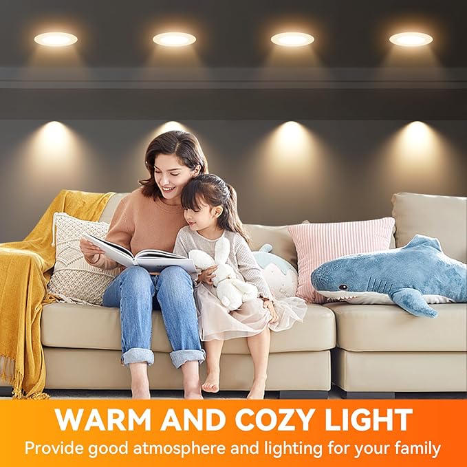 TJOY LED Flood Light Bulb 4 Pack, Recessed Ceiling Bulb, BR30, 65W Equivalent Efficient 9W, Dimmable, E26 Base, Warm White 3000K, 10 Year, 800 Lumens, 80CRI, LED Ceiling Light for Kitchen, Living room