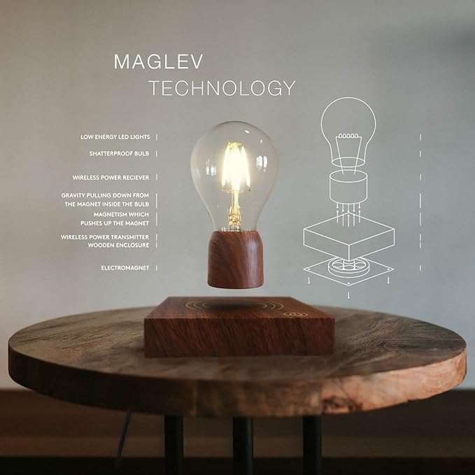 Magnetic Levitating Floating Wireless LED Light Bulb Desk Lamp for Unique Gifts, Room Night Light, Home Office Decor Tech Toys