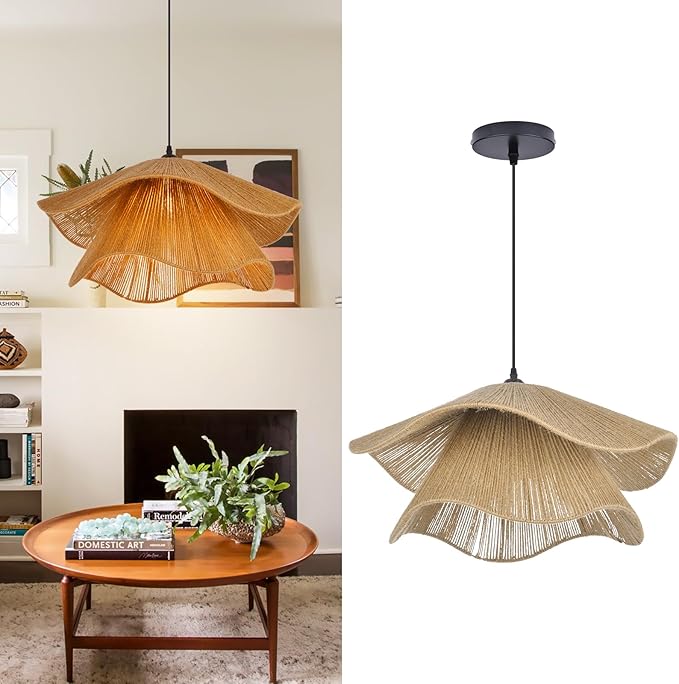 Arturesthome Pendant Light for Foyer Hallway Woven Pendant Lighting,Coastal Rope Lamp Shade Creative Ceiling Hanging Light for Dining Table Room