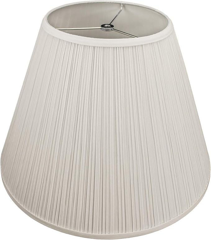 FenchelShades.com Lampshade 9" Top Diameter x 18" Bottom Diameter x 13" Slant Height with Washer (Spider) Attachment for Lamps with a Harp (Pleated Cream)