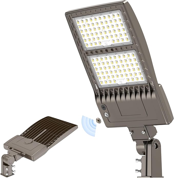 KUKUPPO 400W LED Parking Lot Light Power Adjustable, Dusk to Dawn LED Shoebox Flood Pole Light Outdoor Parking Lighting with Slip Fit 60,000LM 5000K IP65 Waterproof 100-277V DLC UL Listed