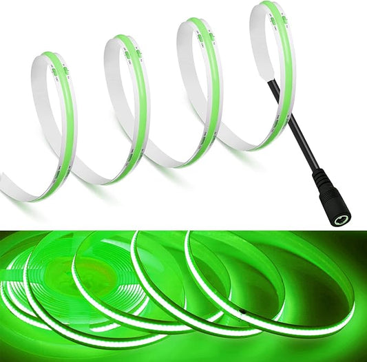 MDee】COB LED Strip Lights Green 4.92ft/1.5m DC Powered DC12V Flexible LED Tape Lights with DC Connector CRI 90+ 800LM/m 320LEDs/m for Indoor and Outdoor Décor（Green4.92ft/1.5m）