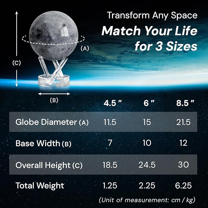 MOVA Globe - Moon Classic (4.5") | Rotating Lunar Globe Powered by Light | No Batteries Needed | Unique Desk Decor or Gift